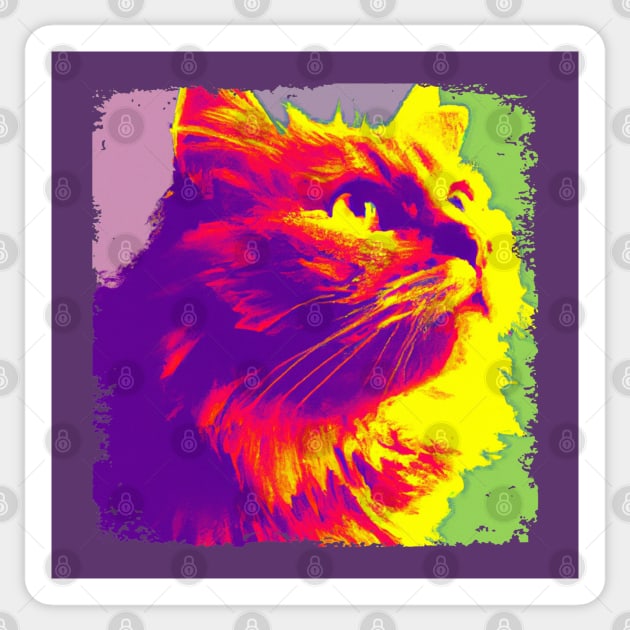 Domestic Long Hair Pop Art - Cat Lover Gift Sticker by PawPopArt